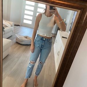 Crop high neck babydoll tank